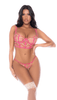 Pink Scallop Lace & Mesh Bralette & Thong