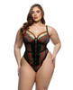 Blacj cherry-print corset - Queen Sized