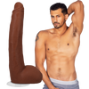 Alex Jones ULTRASKYN 11-inch Vac-U-Lock cock by Doc Johnson with realistic skin-tone finish, thick shaft, detailed veining, and branded performer packaging.