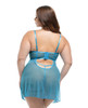 Beach Blue Floral Lace & Mesh Babydoll - 1X