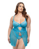 Beach Blue Floral Lace & Mesh Babydoll - 1X