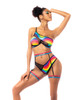 Pride One Shoulder Halter, Garter Belt & Panty - Mapale