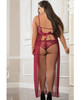 Mulled Wine Lace & Mesh Long Dress