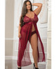 Mulled Wine Lace & Mesh Long Dress  - Queen Sized Lingerie