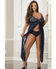 Midnight Drama Lace & Mesh Long Dress