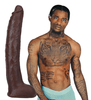 Retail product shot of the Damion Dayski ULTRASKYN 12" Vac-U-Lock Cock by Doc Johnson, shown in full length with realistic skin-tone coloring, pronounced vein detailing, defined head, and oversized proportions. Packaging features Damion Dayski’s branded Signature Cocks artwork with performer photography and product specs clearly displayed.