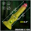EYEGOR silicone thrusting dildo with suction base and creature eye detail - size dimensions