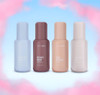 Simply Sexy pheromone hair and body mist collection in pastel bottles featuring Berry Noir, Summer Crush, Sun Kissed, and Skinny Dip scents