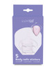 Luxus LuxHer body-safe adhesive stickers packaging showing five reusable invisible stickers designed to hold the LuxHer wearable vibrator securely in place.