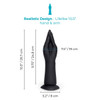 Measurement diagram of the b-Vibe vibrating hand fisting dildo highlighting 10.5" total length, 9.75" insertable length, 7.5" circumference, and tapered finger shape for gradual entry.