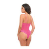 Valentine Lace & Bow Teddy shown from the back featuring sheer lace fabric, adjustable shoulder straps, bow accents, and a fitted teddy design.