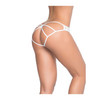 White Lace Cage-Back Panty shown from the back featuring a cheek-baring strappy cage-back design, white lace trim, and thin side straps.