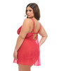 Queen Tiana Red Lace Babydoll Back  View — Closer view emphasizing the lace cutout accents, sheer mesh construction, and strappy detailing across the bodice.