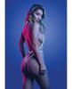 Fantasy Supernatural UV Reactive Halter Teddy back view showing open-back design, halter neckline, thong back, and high-cut silhouette in UV-reactive white lace.