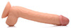 Large 10 inch realistic flesh-tone dildo with balls and suction cup base on white background