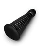 b-Vibe Cone 10 Inch Tapered & Ribbed XXL Dildo standing upright showing its large suction cup base.