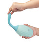 b-Vibe Silicone Flexflow Douche in hand demonstrating flexible posable nozzle and textured squeeze bulb