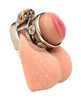 Master Series Pussy Boy Metal Chastity Cage front view with silicone pussy cap