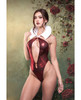 Vamped Vampire Teddy in red foiled mesh with removable white collar