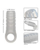 Reversible Performance Maxx penis sleeve showing textured silicone and open-head construction - size dimensions