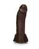 Close-up product view of the Mr. Marcus ULTRASKYN dildo showing its sculpted head, realistic veins, and dark brown finish.
