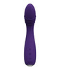 Profile view of purple VēDO Ohni G-spot vibrator showing its ribbed thrusting section