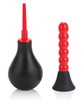 Anal douche bulb with two interchangeable nozzle attachments displayed on a clean white background