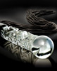 This glamorous Icicles #38 Hand Blown Glass Dildo with Leather Flogger can be used for discipline or penetration