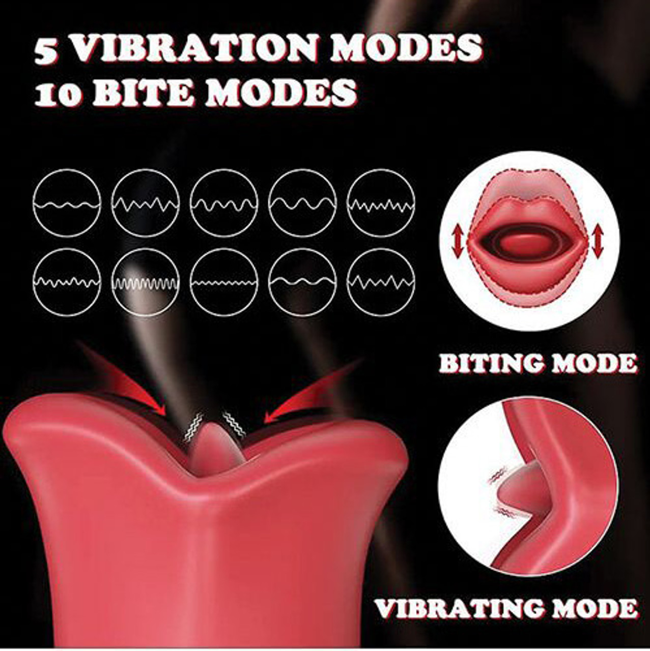 10 Vibration Mode Tongue Tease Rose Toy for Women