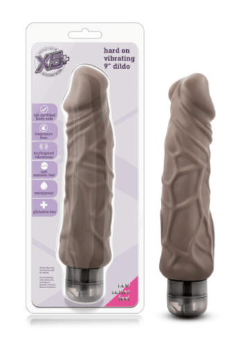 Blush X5 HardOn Vibrating 9" Dildo - Brown