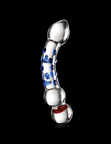 Icicles Flower Inlay #18 Hand Blown Glass G-Spot Dildo