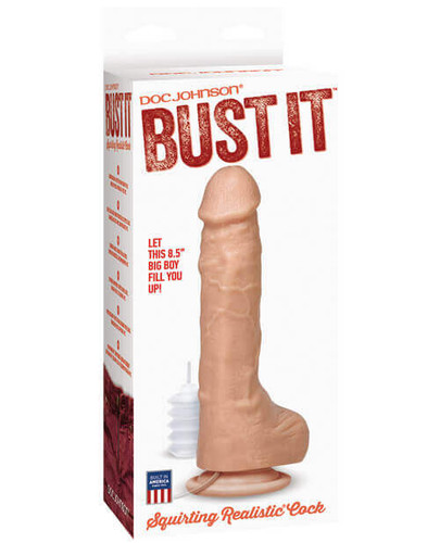 "Bust It" Squirting Realistic Cock - White