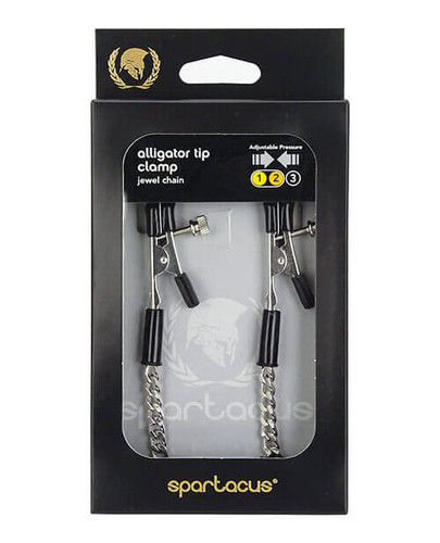 Spartacus Adjustable Alligator Nipple Clamps with Silver Chain