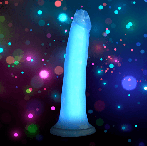 Blue Lollicock 7" Glow In The Dark Silicone Dildo