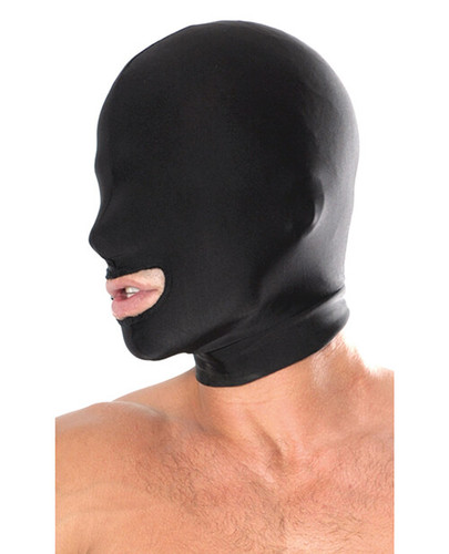 Spandex BDSM hood with mouth hole
