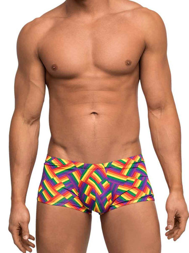 Male Power Pride Shorts - Rainbow Print Mini Shorts