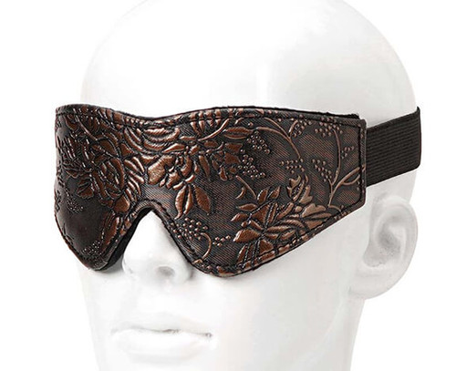 Spartacus Faux Fur Lining Blindfold - Brown Floral Print