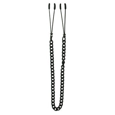 Spartacus Adjustable Tweezer Nipple Clamps with Chain - Black