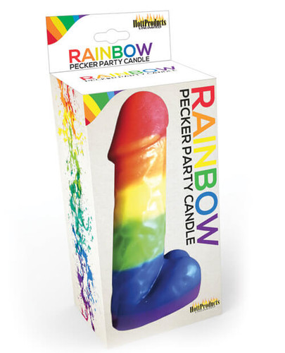 Giant Pecker Candle - Rainbow Stripes