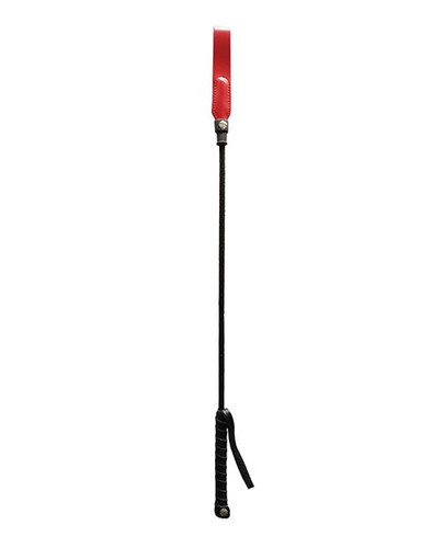 Rouge Leather Long Riding Crop Slim Tip - Red