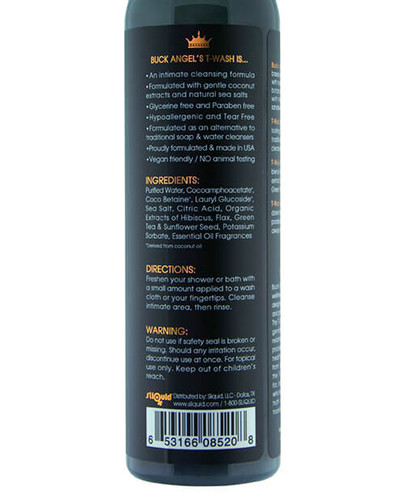 Buck Angel T-Wash contains natural ingredients for safe intimate cleansing