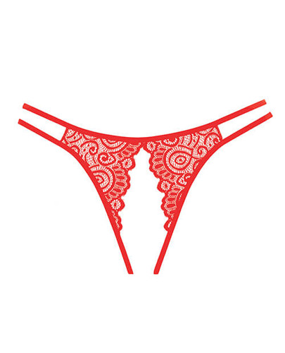 Red Lace crotchless bikini panties