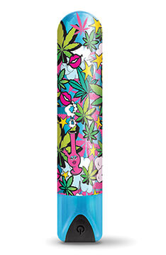 Buzzed Cannabis-Print Rechargeable Bullets - Stoner Chick Blue