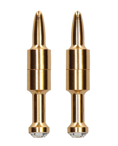 Shots "Ouch" Diamond Pin Magnetic Nipple Clamps - Gold