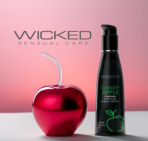 Wicked Sensual Care Aqua Flavored Lubricants -Candy Apple