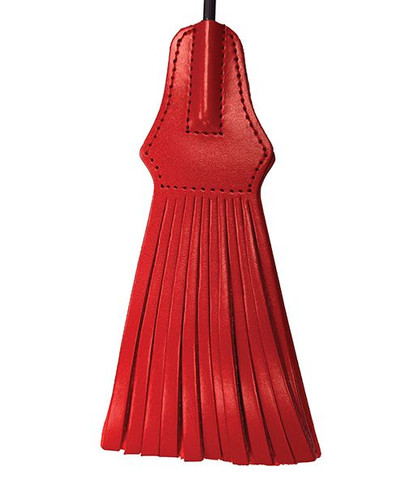 Red Leather Fringe Tip Riding Crop - BDSM Toys