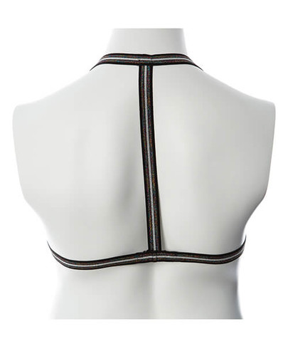 Stretchy Black And Silver Chest Harness with T-Back