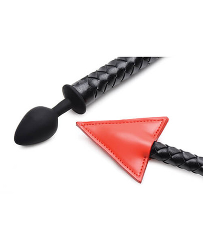 Silicone Anal Plug with leather braid tail