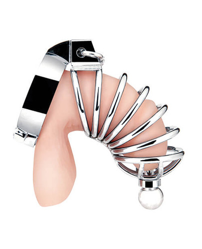 Stainless Steel Cock Cage with Urethral Plug
