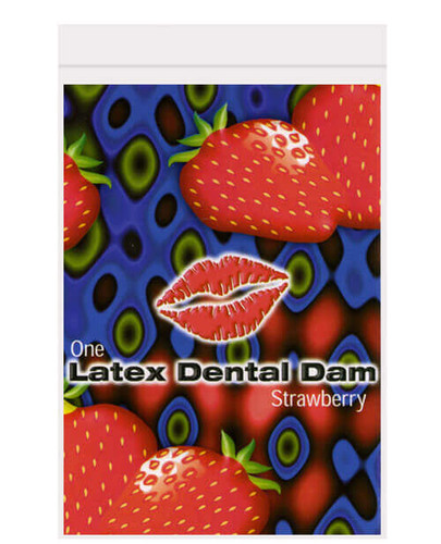 Strawberry Dental Dam for safer oral sex